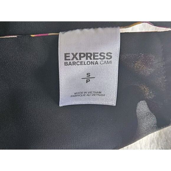 Express Blouse Womens Small Sleeveless Barcelona Cami Geometric Yellow Pink - Picture 3 of 7